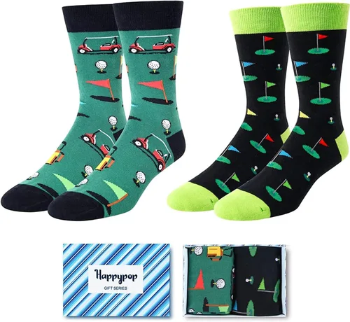 HAPPYPOP Calcetines novedosos para hombre, calcetines de bolos de golf con bandera estadounidense, doctor, enfermera, optometría, música, regalos de