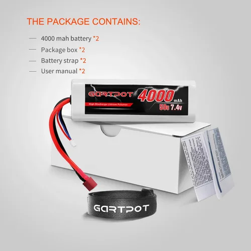 Miniatura 6 de 2S 4000mAh 7.4V 50C RC LiPo Batería Hardcase con T Plug para Tamiya TT01 TT02 RC Vehículos Camión Losi Slash Buggy Racing Hobby (paquete de 2)