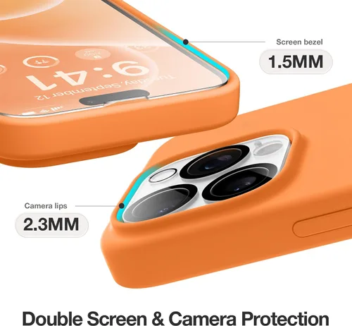 Miniatura 730 de GONEZ Funda de silicona para iPhone 15 Pro Max, compatible con Magsafe, protector de cámara + protector de pantalla, forro de microfibra suave
