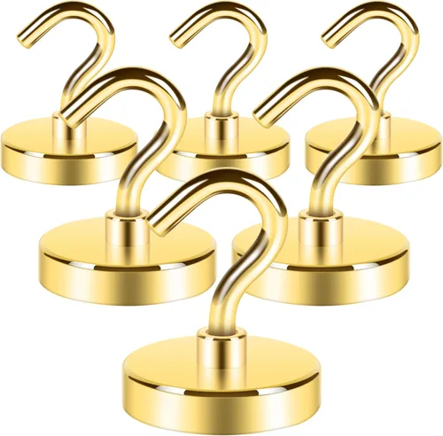 Miniatura 59 de Neosmuk Ganchos magnéticos extrafuertes con resistencia de más de 27 lbs, con imanes de tierras raras resistentes para refrigerador, crucero, Bronce