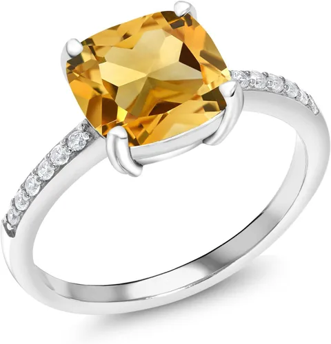Miniatura 91 de Gem Stone King Anillo de compromiso de plata de ley 925 con piedra preciosa de corte cojín de 0.315 in Anillo de compromiso de aniversario de boda