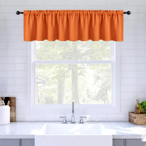 Miniatura 13 de MIULEE Cenefa opaca con bolsillo para cortinero, con aislamiento térmico, cortina corta para ventana pequeña y dormitorio, 42 x 18 pulgadas, 1 Beige