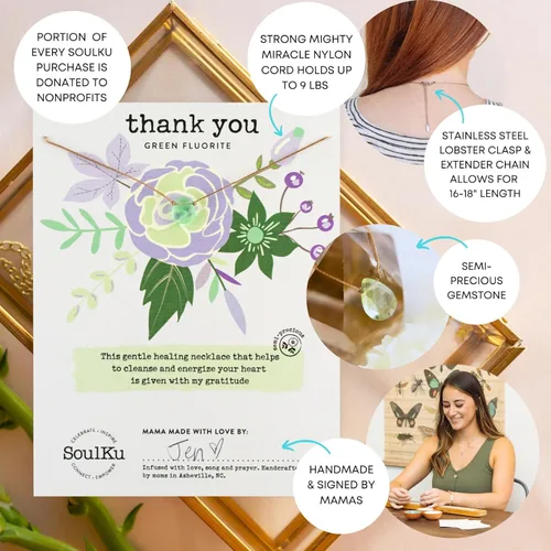 Miniatura 28 de SoulKu Handcrafted Necklace, Empowerment Jewelry With Healing Crystal, Inspirational Jewelry For Women, Mom & Sister Gifts, 2" Extender With Lobster