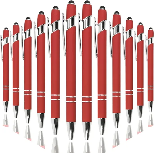 Miniatura 23 de Oddmoal Bolígrafo con punta de lápiz, bolígrafo de metal suave al tacto, punta media de 0.039 pulgadas, tinta negra, 12 unidades (color mezclado)