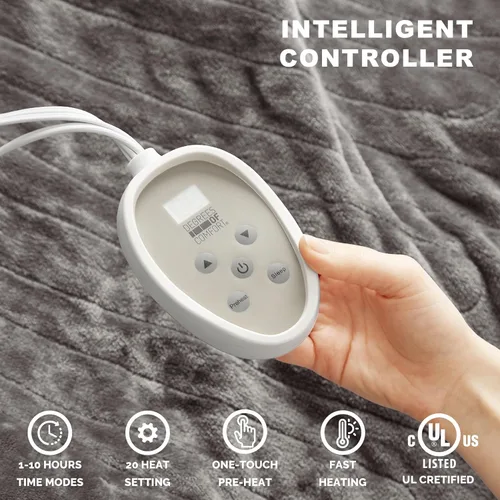 Miniatura 3 de Degrees of Comfort - Manta térmica avanzada de microfelpa para cama y sala de estar Manta eléctrica lavable a máquina con apagado automático
