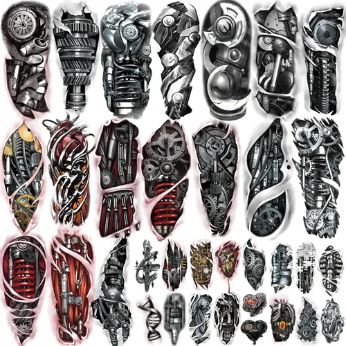 Miniatura 9 de Yazhiji 56 hojas de tatuajes temporales, 11 hojas de tatuajes de medio brazo para hombres o mujeres con 45 hojas de tatuajes falsos diminutos