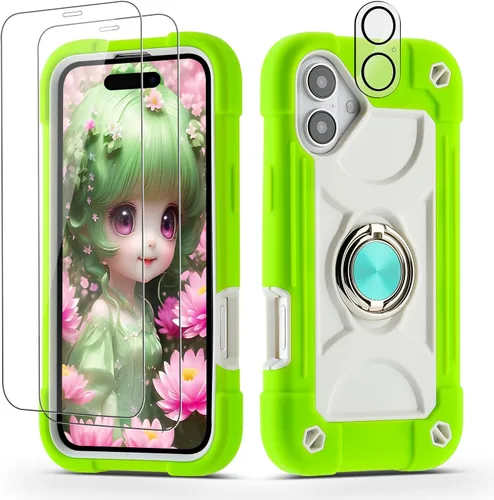 Miniatura 70 de Funda para iPhone 11 de 6.1 pulgadas con soporte de anillo, con 2 protectores de pantalla de vidrio, resistente a los golpes, resistente a