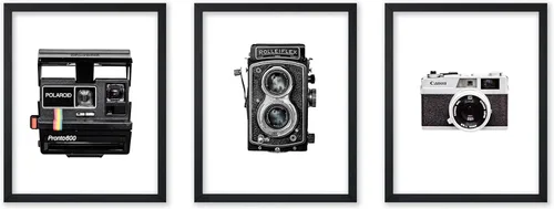 Poster Master Póster de cámara vintage de 3 piezas, impresión de fotografía retro, regalo para hombres, mujeres y fotógrafos, decoración mínima para