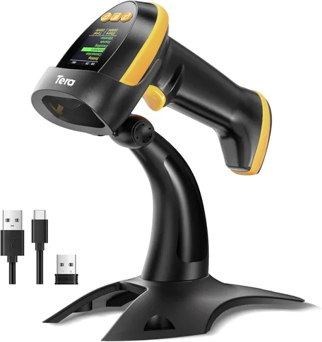 Miniatura 12 de Tera Escáner de Código de Barras Inalámbrico con Pantalla: Versión Pro 1D 2D QR con Teclado de Configuración, Cuna de Carga, Funciona con Bluetooth