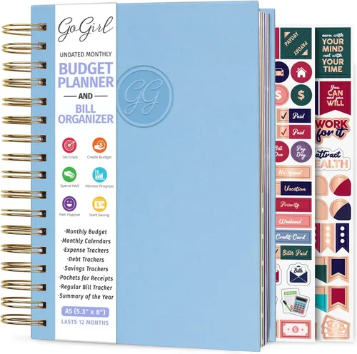 Miniatura 25 de GoGirl Planificador de presupuesto y organizador mensual de facturas, libro financiero mensual con bolsillos. Cuaderno de seguimiento de gastos