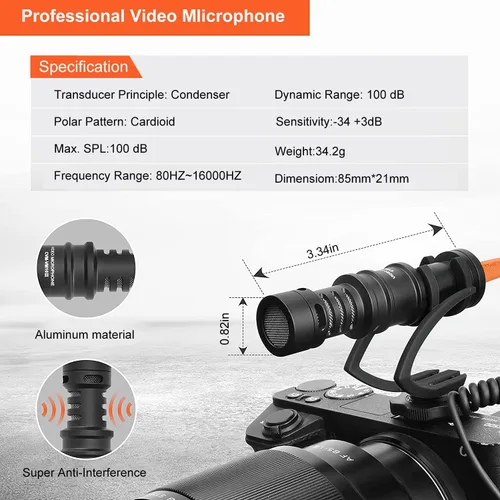 Miniatura 3 de COMICA CVM-VM10II - Micrófono de cámara para cámara réflex digital Canon Nikon Sony Panasonic, videocámara, micrófono de video universal profesional