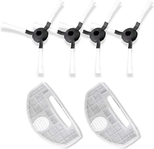 PureClean - Set de piezas de repuesto para aspiradora robótica, PUCRC25 y PUCRC26B: 4 cepillos laterales giratorios, 2 filtros para contenedor de
