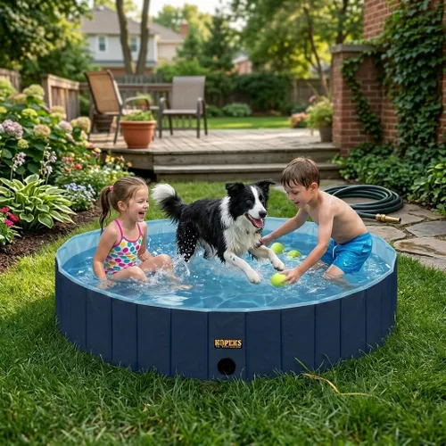 Miniatura 2 de KOPEKS Bañera para piscina al aire libre, portátil, plegable, ideal para mascotas, XL 63 x 12 pulgadas, azul, azul piscina-XL