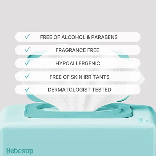 Miniatura 7 de BEBESUP - Las toallitas ligeras para bebés #1 de Corea - Seguras incluso para piel atópica, hipoalergénicas, a base de agua, sin perfume, libres