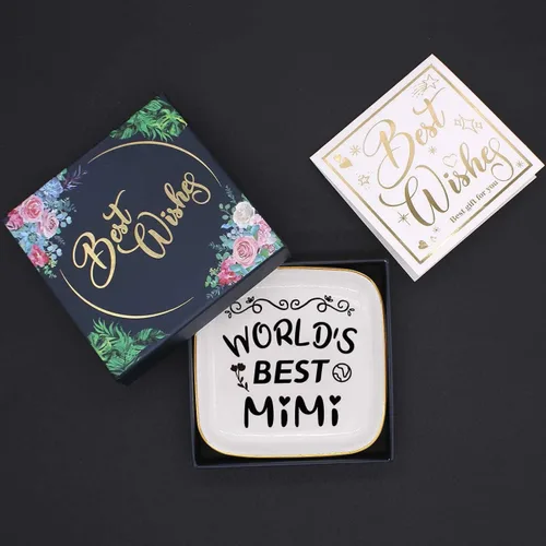 Miniatura 4 de Littlefa To My MiMi - Bandeja decorativa para anillos de cerámica para abuela, regalo significativo para abuela de nieto, regalo único para abuela