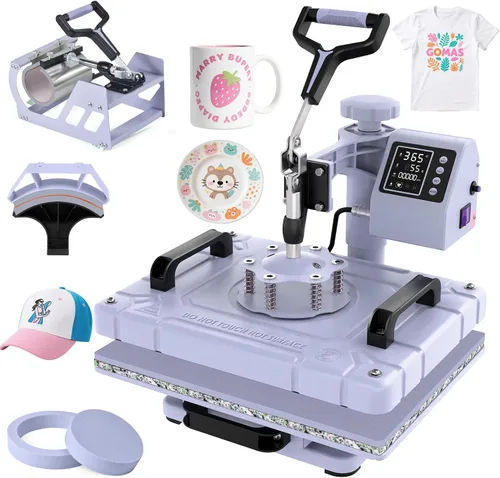 Miniatura 10 de Máquina de prensa de calor Slendor 12x15 pulgadas, máquina de prensado digital de 360 grados 5 en 1 para camisetas, tazas, sombreros, placas