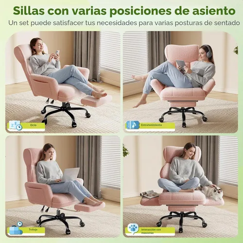 Miniatura 5 de DurayLoly Silla de oficina grande y alta con brazos y respaldo ajustables, silla de oficina ergonómica con reposapiés y tela cómoda para oficina