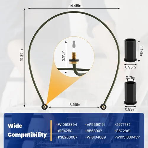 Miniatura 2 de W10518394 Reemplazo del elemento calefactor para lavavajillas Whirlpool Kenmore Maytag Amana, compatible con 8194250 8563007 8572861 W10134009