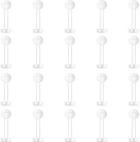 Miniatura 8 de Aretes transparentes de plástico para piercing deportivo, para el vientre, septum, ceja, labio, cartílago, tragus, labios, labio, retenedores