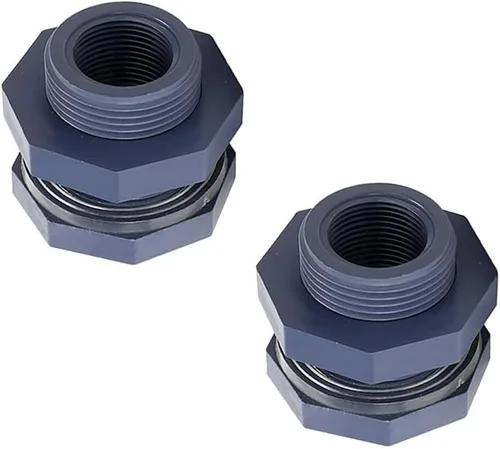 2 piezas de montaje de mamparo de PVC de 1 pulgada/1.5 pulgadas, conector de tubo de plástico para barril de lluvia, acuario, mamparo, mamparo,