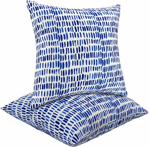 Miniatura 8 de JMGBird Almohadas exteriores de 18 x 18 pulgadas, almohada impermeable para exteriores Blanco con azul