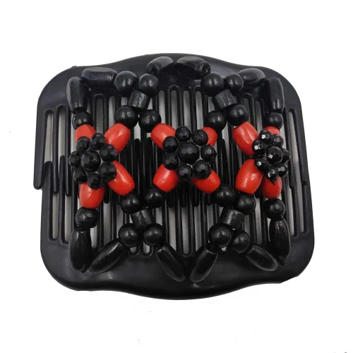 Miniatura 2 de LOVEF Peine de madera profesional para mujer, cuentas mágicas elásticas, clip de cuerda de cuerda de doble elástico, accesorios para peines-6 piezas