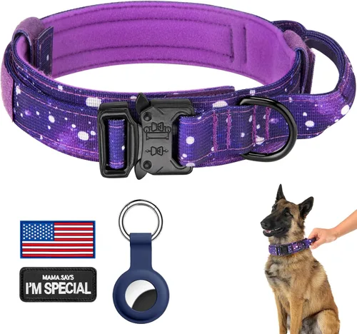 Miniatura 16 de DAGANXI Collar táctico para perro, collar ajustable de nailon para entrenamiento militar con asa de control y hebilla de metal pesado para perros