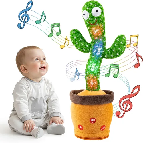 Ayeboovi - Juguetes de cactus bailarín y parlante para bebés, juguete interactivo que repite lo que dices, volumen ajustable, cactus cantante,