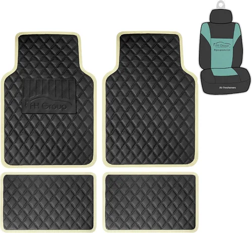 Miniatura 12 de FH Group Alfombrillas universales para automóvil, ajuste multiusos, de lujo, de piel sintética, combo de fundas de asiento de automóvil pequeñas