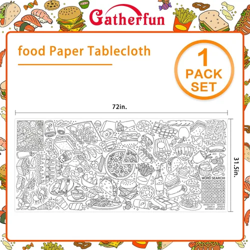 Miniatura 2 de Gatherfun Póster gigante para colorear para niños, 31.5 x 72 pulgadas, divertida actividad temática de comida para aula, cumpleaños y eventos