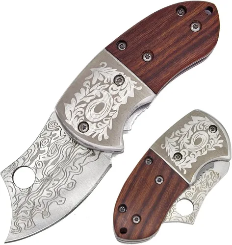Miniatura 8 de STARDW Cuchillo de bolsillo plegable pequeño para hombres y mujeres, cuchillo utilitario plegable con patrón de damasco, cortador de cajas, cuchillo