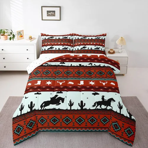 Miniatura 24 de Feelyou Southwest Native Juego de Ropa de Cama para Niños y Niñas Juego de Edredón Geométrico del Suroeste Tamaño Twin Edredón Tribal Decoración