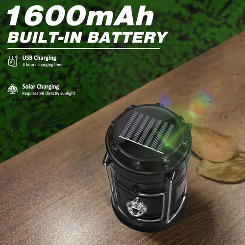 Miniatura 4 de DIBMS Linterna solar para camping, plegable LED solar recargable por USB, linterna de emergencia para colgar luces para camping, huracanes, cortes
