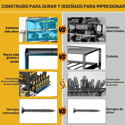 Miniatura 3 de YYR Organizador de herramientas eléctricas de 4 capas para montaje en pared, estante de almacenamiento para taladro inalámbrico, soporte