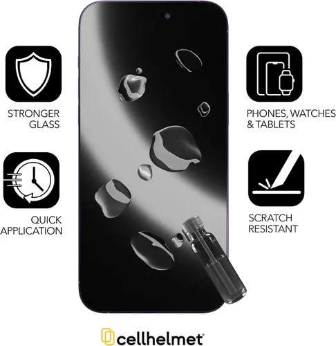 Miniatura 5 de cellhelmet Protector de pantalla de vidrio líquido con garantía de reparación de $500 Nano protección resistente a arañazos y roturas Universal