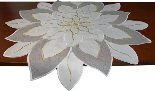 Miniatura 3 de EcoSol Designs Camino de mesa bordado con flores, parte superior, elegante centro de mesa para mesas rectangulares y ovaladas, ideal para eventos