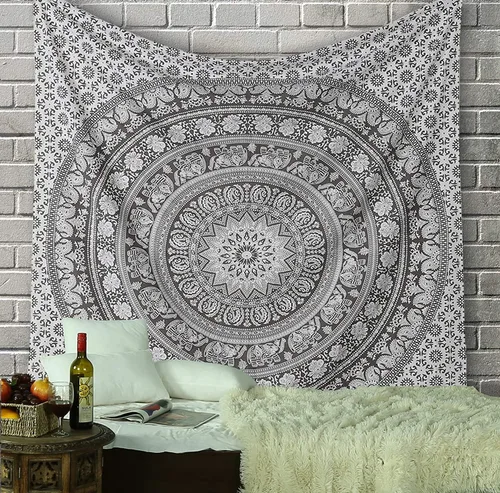 Miniatura 20 de RAJRANG - Tapiz de mandala indio para colgar en la pared, diseño hippie, de elefante, playa, decoración de dormitorio universitario, bohemio, boho.