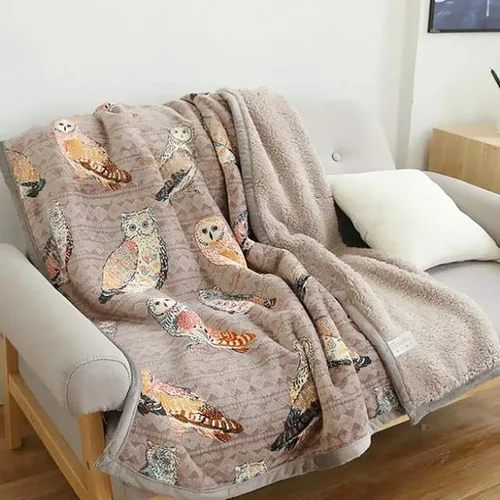 Miniatura 2 de UKELER Mantas de Franela Sherpa de 60'' x 50'' - Diseño de Búho Colorido Lindo, Mantas de Franela de Felpa Suave para A-colorido búho