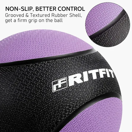 Miniatura 2 de RitFit Weighted Medicine Ball - Non-Slip Rubber Shell & Dual Texture Grip - Workout Exercise Ball for Core Strength, Balance Training, Coordination