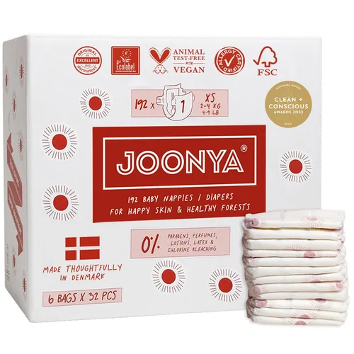 Miniatura 17 de Pañales Joonya para bebé, talla 2 S (3-5.9 kg) - 1 bolsa de 30 - Nueva gama - No tóxico, ecológico, ultra delgado, uso nocturno - Fabricado