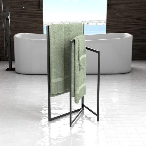 Miniatura 2 de Gatco Toallero independiente 1520MX para toallas de baño, diseño moderno de brazo abierto (acabado negro mate)