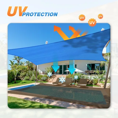 Miniatura 4 de TANG Sunshades Depot - Toldo cuadrado de 16 x 16 pies, toldo cuadrado azul con kit de herrajes, tela rectangular para sombra, bloque U* V
