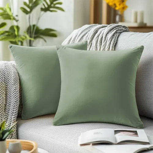 Miniatura 12 de QUORGVES Juego de 2 fundas de almohada de terciopelo verde de 20 x 20 pulgadas, fundas de almohada cuadradas decorativas suaves y sólidas, fundas