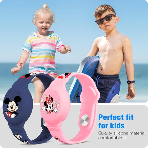 Miniatura 3 de Pulsera impermeable de Airtag para niños [Paquete de 2], lindo soporte de Air Tag con diseño oculto de dibujos animados para niños con cobertura