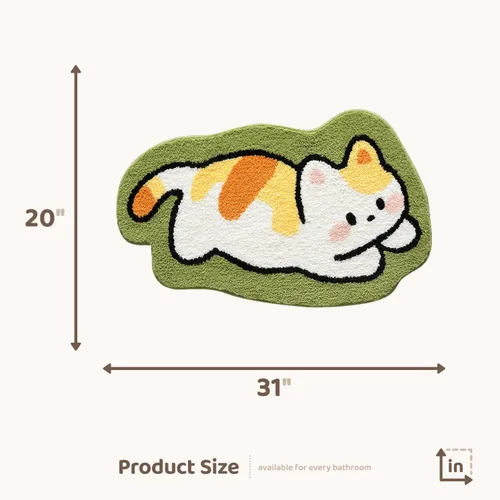 Miniatura 2 de Tapete de baño con diseño de animales, extra suave, absorbente, antideslizante, cómodo, tapete para bañera, ducha, baño, lavable a máquina, 20 x 31