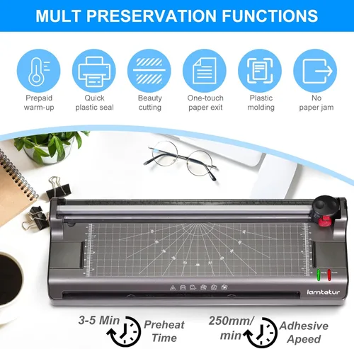 Miniatura 2 de Máquina laminadora térmica 7 en 1 de 11x17 con 70 hojas laminadoras tamaño carta para uso en oficina, hogar, escuela y profesores, laminación de 13