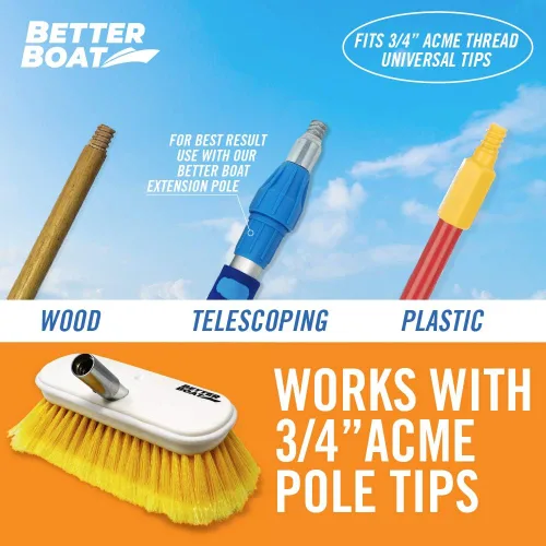 Miniatura 3 de Cepillo suave para cubierta de barco, cabezal de cepillo marino de alta resistencia, cerdas de 8 pulgadas con parachoques, mango de rosca de 3/4