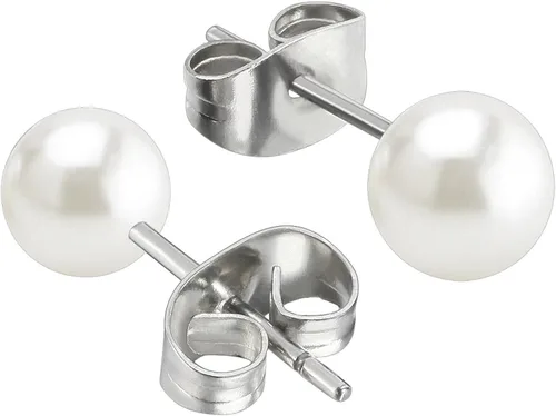 Miniatura 2 de Jewelrieshop Faux Pearl Stud Earrings 5 Pairs Stainless Steel Hypoallergenic Starter Set for Women Girls