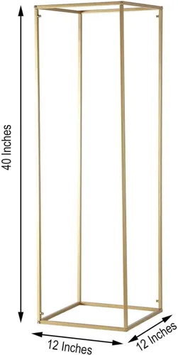 Miniatura 3 de Efavormart - Paquete de 2 soportes de metal para flores de boda de 40 pulgadas, soporte geométrico para centro de mesa Dorado