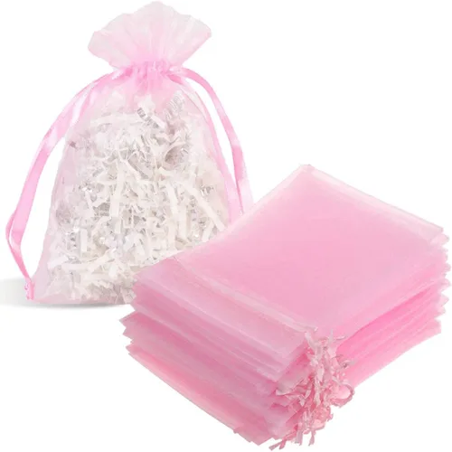 Miniatura 24 de Bolsas de Regalo de Organza 100 Piezas con Cordón 4x6 pulgadas Azul Marino para Baby Shower, Cumpleaños de Niña, Recuerdos de Fiesta, Boda
